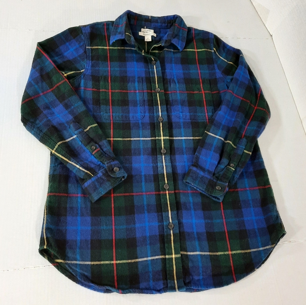 LL Bean Relaxed Fit Scotch Plaid Flannel Tunic